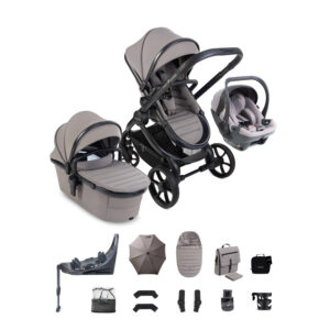 iCandy Peach 8 Porcini Complete Bundle with Cocoon 360 and Base Storm Grey