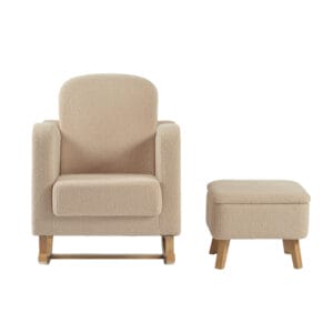 Bebe & Beyond Soother Nursing Chair and Stool Oat Boucle (2)