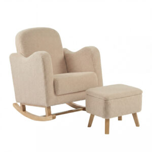 Bebe & Beyond Soother Nursing Chair and Stool Oat Boucle