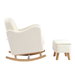 Bebe & Beyond Soother Nursing Chair and Stool Off White Boucle (3)
