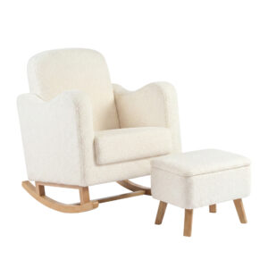 Bebe & Beyond Soother Nursing Chair and Stool Off White Boucle