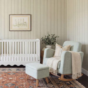 Bebe & Beyond Soother Nursing Chair and Stool Sage Boucle (1)