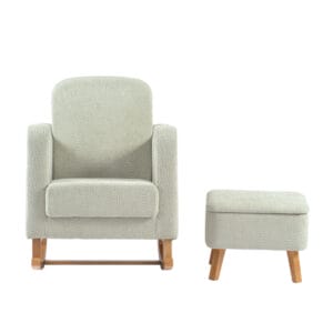 Bebe & Beyond Soother Nursing Chair and Stool Sage Boucle (2)