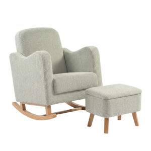 Bebe & Beyond Soother Nursing Chair and Stool Sage Boucle