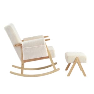 Bebe & Beyond Storyteller Nursing Chair and Stool Off White Ted (3)