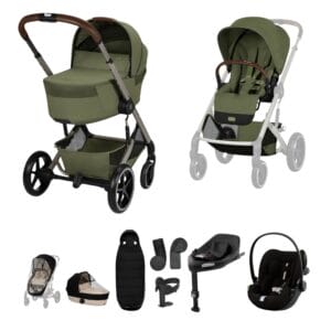 Cybex BALIOS S LUX Fold Carrycot Ultimate Travel System Bundle Moss Green