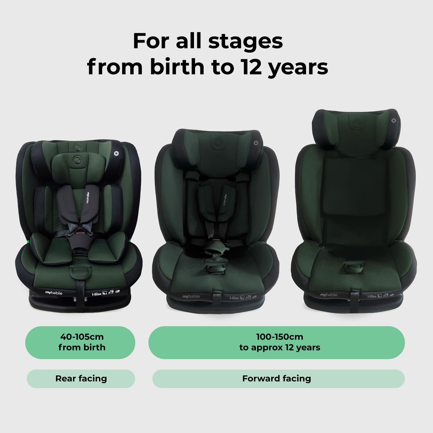 My Babiie MBCS100 2 in 1 Convertible R129 Car Seat Forest Green (1)