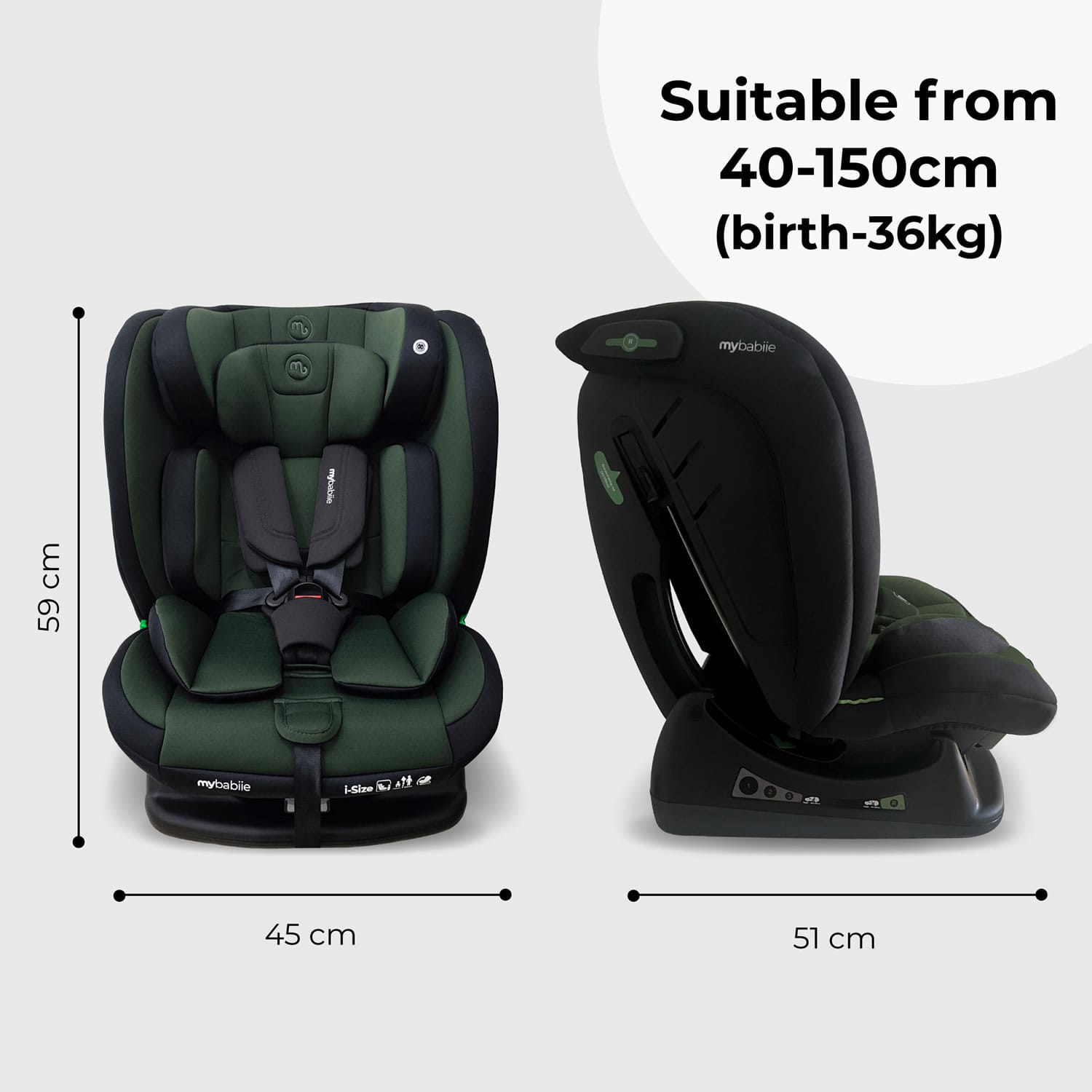 My Babiie MBCS100 2 in 1 Convertible R129 Car Seat Forest Green (6)
