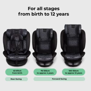 My Babiie MBCS300 i Size (40 150cm) Spin Car Seat Black Leopard (1)