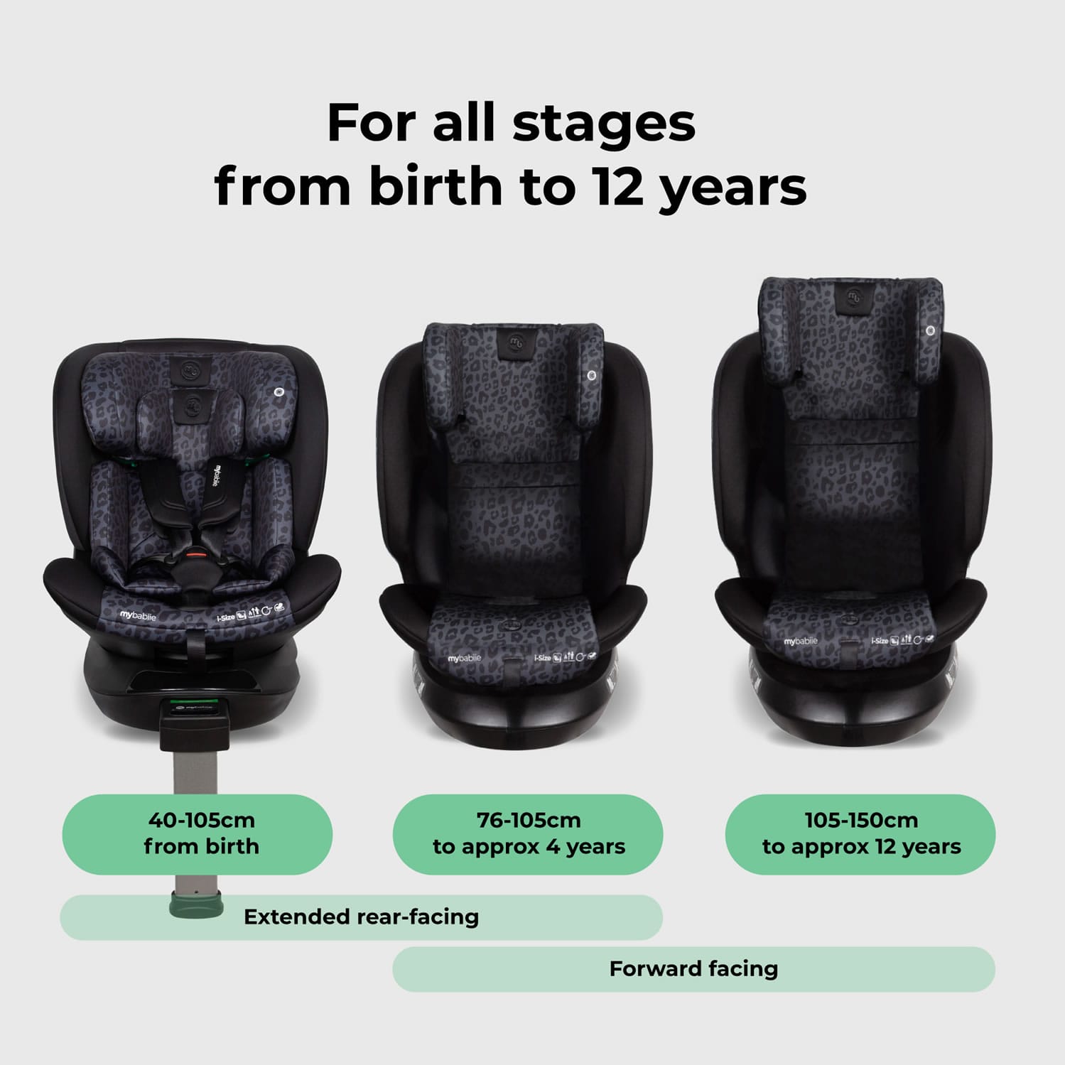 My Babiie MBCS400 Group 0+ 1 2 3 i Size Car Seat Black Leopard (1)