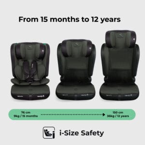 My Babiie MBCS50 i Size (76 150cm) Car Seat Non ISOFIX Forest Green (3)