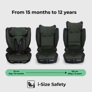 My Babiie MBCS75 i Size (76 150cm) Car Seat ISOFIX Forest Green (2)