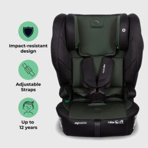 My Babiie MBCS80 i Size (76 150cm) Car Seat ISOFIX Forest Green (1)