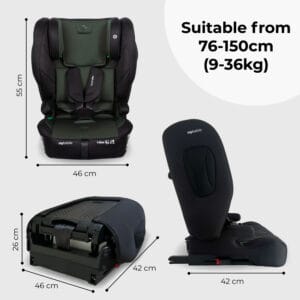 My Babiie MBCS80 i Size (76 150cm) Car Seat ISOFIX Forest Green (6)