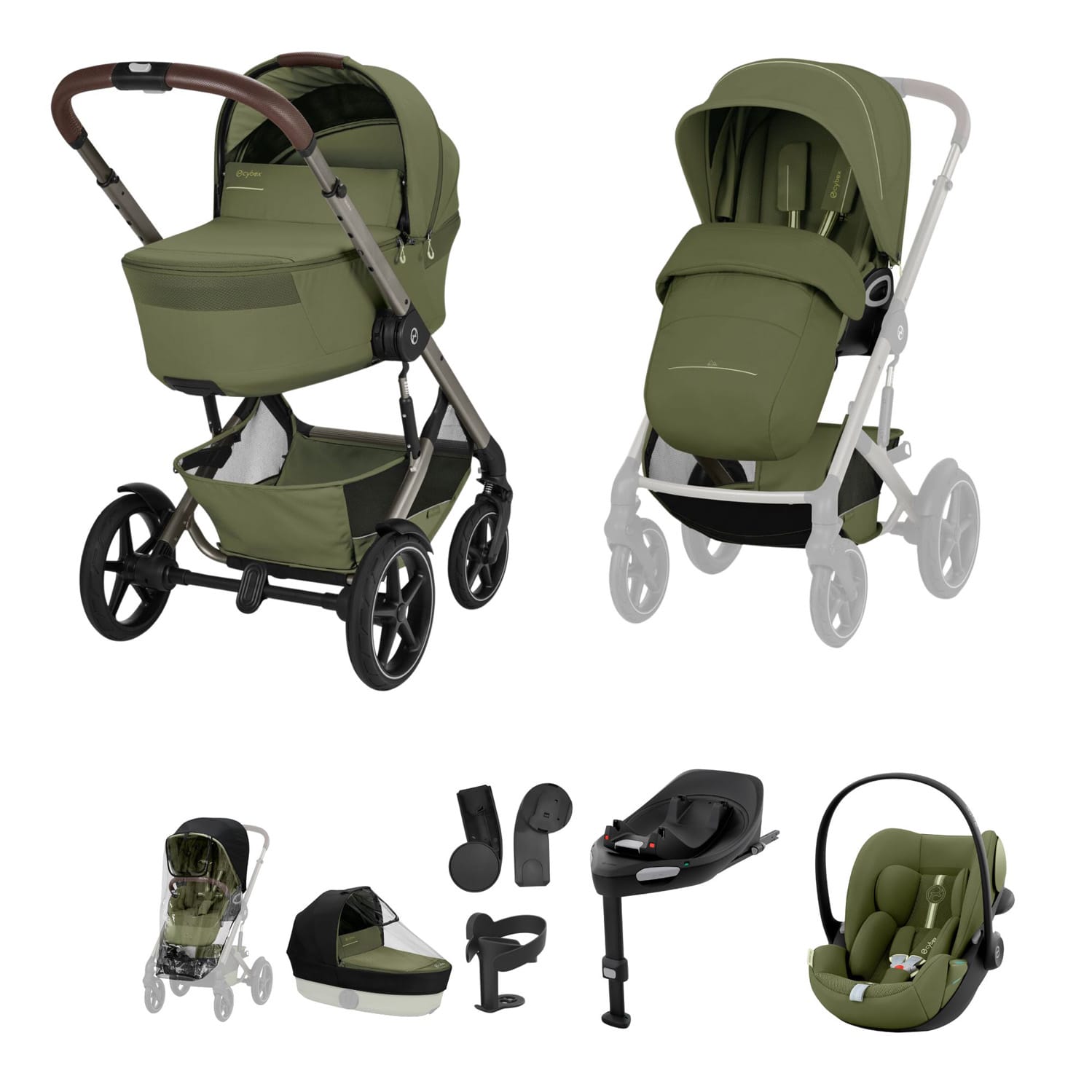 Cybex TALOS S LUX 2026 Fold Cot Ultimate Travel System Bundle - Moss Green