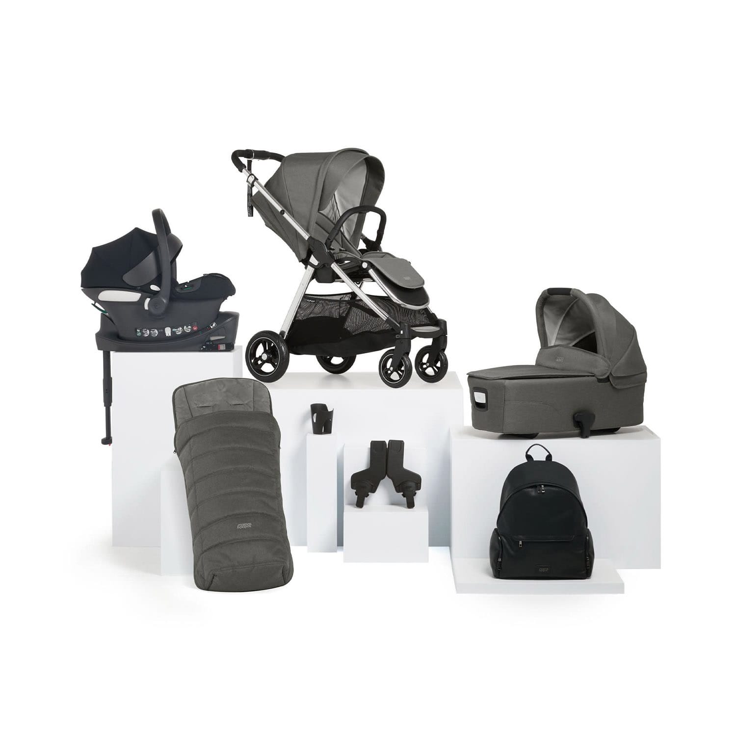 M and P Flip XT3 Pushchair Bundle Cybex Aton B2 i Size Car Seat Harbour Grey