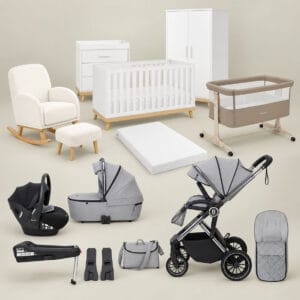 Babymore Mona White Ultimate Nursery & Travel Bundle