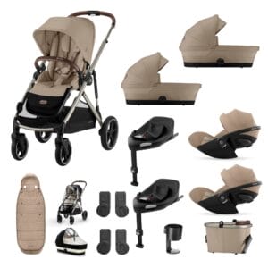 Cybex Gazelle Twin 11 Piece 1 Seat 2 Carrycot Cloud G3 Bundle Almond Beige