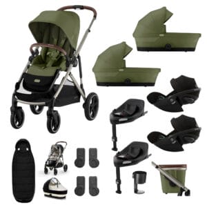 Cybex Gazelle Twin 11 Piece 1 Seat 2 Carrycot Cloud G3 Bundle Moss Green