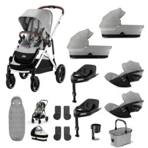 Cybex Gazelle Twin 11 Piece 1 Seat 2 Carrycot Cloud G3 Bundle Stone Grey