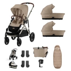 Cybex Gazelle Twin 9 Piece 1 Seat 2 Carrycot Bundle Almond Beige