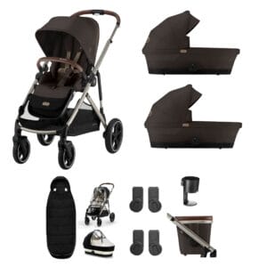 Cybex Gazelle Twin 9 Piece 1 Seat 2 Carrycot Bundle Chocolate Brown