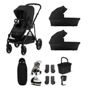 Cybex Gazelle Twin 9 Piece 1 Seat 2 Carrycot Bundle Moon Black