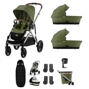 Cybex Gazelle Twin 9 Piece 1 Seat 2 Carrycot Bundle Moss Green