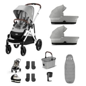 Cybex Gazelle Twin 9 Piece 1 Seat 2 Carrycot Bundle Stone Grey