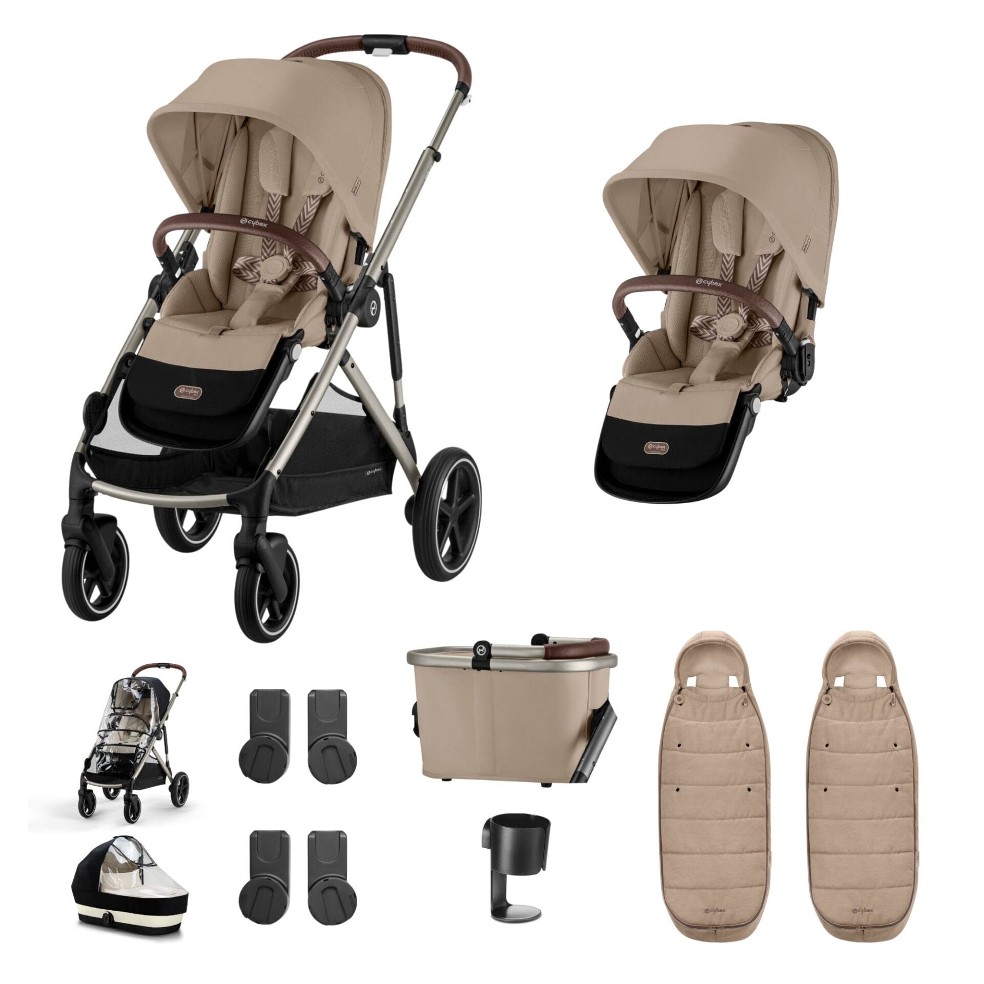 Cybex Gazelle Twin 9 Piece 2 Seat Bundle Almond Beige