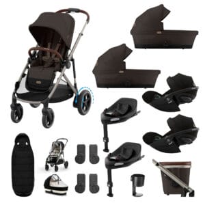 Cybex e Gazelle Twin 11 Piece 1 Seat 2 Carrycot Cloud G3 Bundle Chocolate Brown