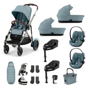 Cybex e Gazelle Twin 11 Piece 12 Seat 2 Carrycots Cloud G3 Bundle Stormy Blue