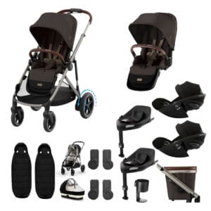 Cybex e Gazelle Twin 11 Piece 2 Seat Cloud G3 Bundle Chocolate Brown