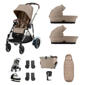Cybex e Gazelle Twin 9 Piece 1 Seat 2 Carrycot Bundle Almond Beige