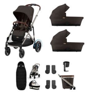 Cybex e Gazelle Twin 9 Piece 1 Seat 2 Carrycot Bundle Chocolate Brown