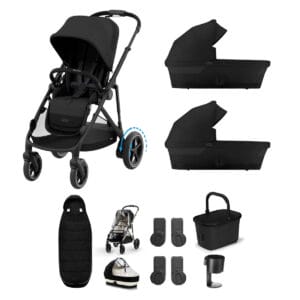 Cybex e Gazelle Twin 9 Piece 1 Seat 2 Carrycot Bundle Moon Black