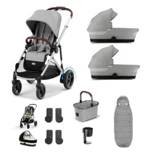 Cybex e Gazelle Twin 9 Piece 1 Seat 2 Carrycot Bundle Stone Grey