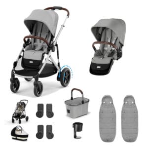 Cybex e Gazelle Twin 9 Piece 2 Seat Bundle Stone Grey