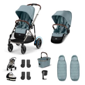 Cybex e Gazelle Twin 9 Piece 2 Seat Bundle Stormy Blue