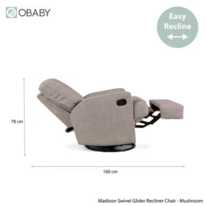 Obaby Madison Swivel Glider Recliner Chair Chenille Mushroom (1)