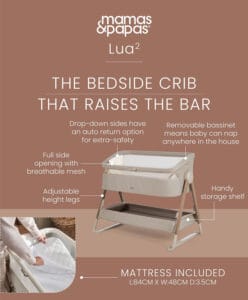 Mamas & Papas Lua2 Bedside Crib Mocha (13)
