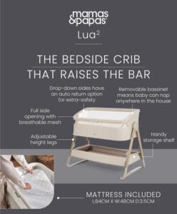 Mamas & Papas Lua2 Bedside Crib Sand (14)