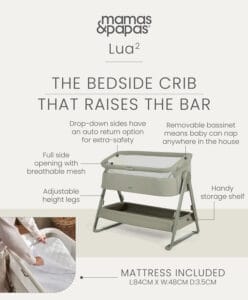 Mamas & Papas Lua2 Bedside Crib Thyme (7)