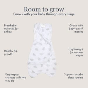 Purflo 0.5 Tog Cuddle to Sleep Bag Cotton Clouds (2)