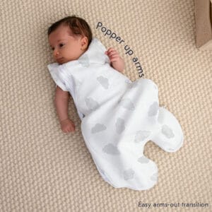 Purflo 0.5 Tog Swaddle to Sleep Bag – Cotton Clouds (3)