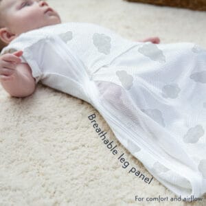 Purflo 0.5 Tog Swaddle to Sleep Bag – Cotton Clouds (7)