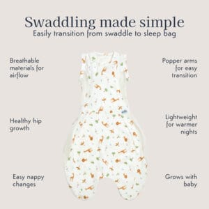 Purflo 0.5 Tog Swaddle to Sleep Bag – Savannah Slumber (1)