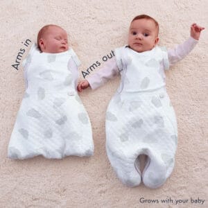 Purflo 2.5 Tog Swaddle to Sleep Bag – Cotton Clouds (2)