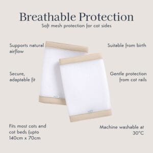 Purflo Breathable Cot Bumper 2 pack Sand1