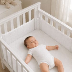 Purflo Breathable Cot Bumper 4 pack Soft White1